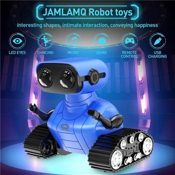 Rechargeable Remote Control Robot Toys with Music and LED Eyes (Blue) For Kids - Picture 2 of 6